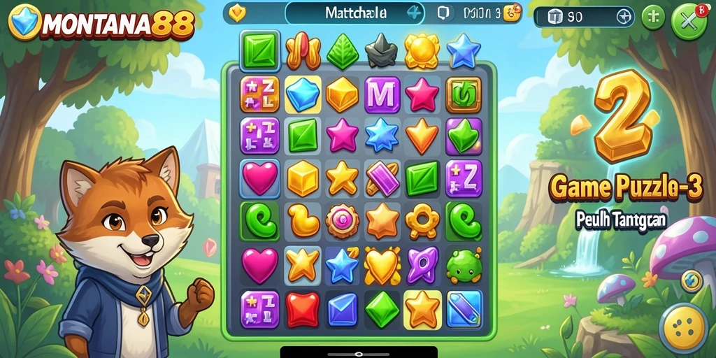 Antarmuka MONTANA88 menampilkan grafis yang cerah dan menarik untuk pemain Puzzle Match-3.