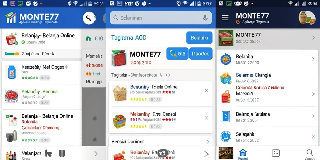 Tampilan antarmuka aplikasi MONTE77 yang user-friendly untuk belanja online.